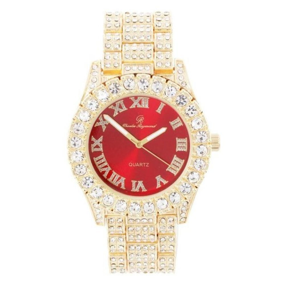 Iced Out 18k Gold Finish Red Face CZ Watch
